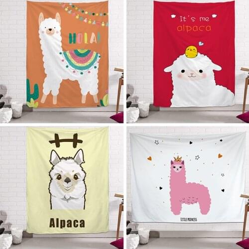 Boho Decoration Home Decor Alpaca Bedside Background Cloth Cute Room Decor Tapestry Kawaii Room Decor Mural Macrame Wall Hanging