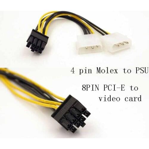 4 pin Molex to 8 pin PCI E Video Card Graphic Card Power Adapter Cable IDE 4pin molex to 8pin PCI Express Video Card Power Cable