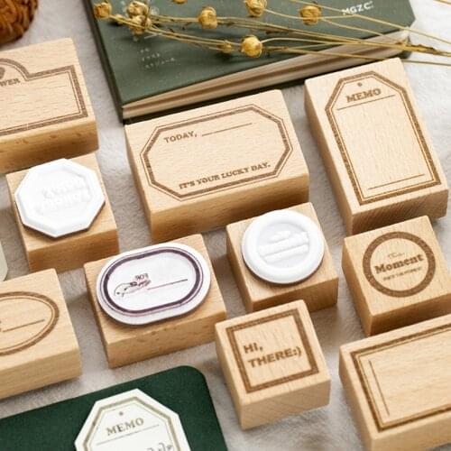 Vintage Blank Time Frame Collection Retro Label Wooden Rubber Stamp for Scrapbooking Deco DIY Craft Standard Wooden Stamps