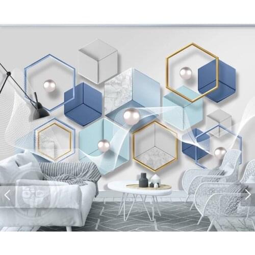 Abstract Geometric Hexagon Wallpaper 3D Wall Mural Waterproof Canvas Murals Wall Painting Pastoral Silk Cloth Wallpaper