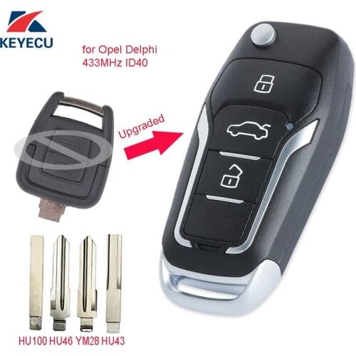 KEYECU Replacement Upgraded Flip Remote Car Key Fob 2 Button 433MHz ID40 for Opel Delphi Astra TS 1998-2004