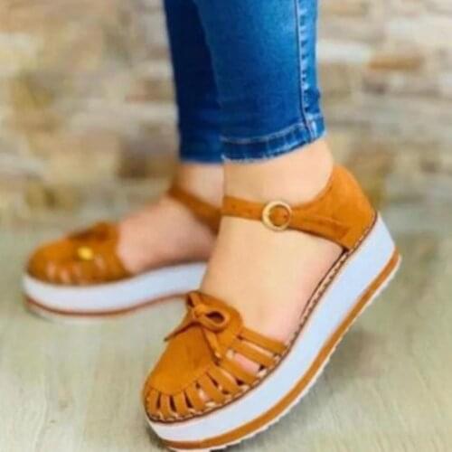 2021Women Summer Wedges Sandals Platform Large Size Casual Hollow Shoes Buckle Strap Ladies Sandalias