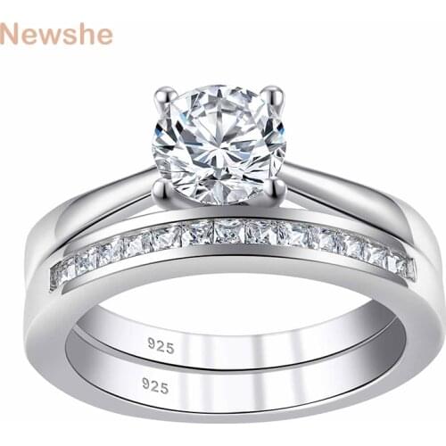 Newshe Round Cut Solitaire Engagement Ring Wedding Band For Women 925 Sterling silver AAAAA Zirconia Wholesale Dropshipping