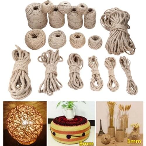 1 Roll 1-10mm* 10-200M Natural Jute Rope Burlap Cord Twine String Gardening Gifts Wrapping Textile Crafts DIY Wedding Decoration