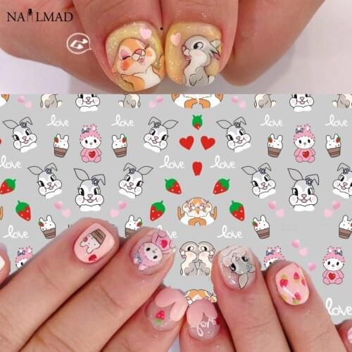 1pc Cartoon Bunny Rabbit Nail Art Sticker Nail Decal Nail Adhesive Sticker Decals Nail Decoration DIY