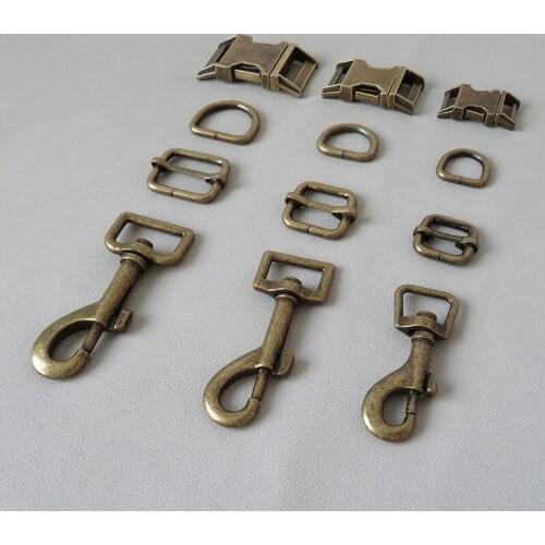 100Sets/Lot Wholesale Metal Buckle Straps Adjuster D Ring Snap Hook For DIY Dog Pet Collar Paracord Leads Clasp Sewing Accessory