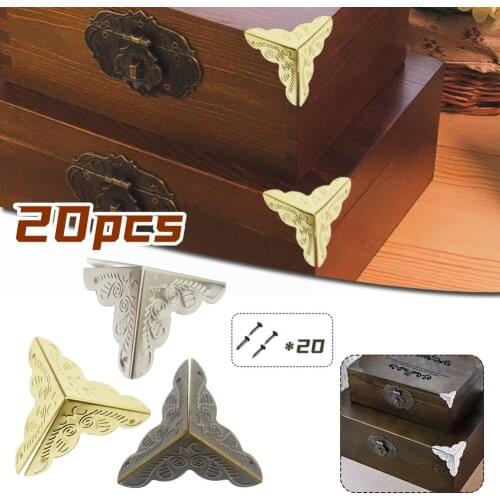 20Pcs Classical Wooden Box Wrapped Corner Alloy Triangle Rattan Metal Edge Safety Guard Angle Corner Decorative Iron Sheet