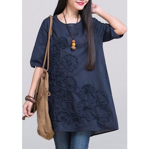 2017 New Spring Summer Pregnancy Clothing Plus Size O-neck Embroidered Maternity Dresses Linen Clothes for Pregnant Women