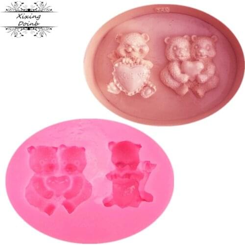 3D Cartoon Bear shape silicone mold cake decoration fudge Chocolate Mold clay mold kitchen baking supplies