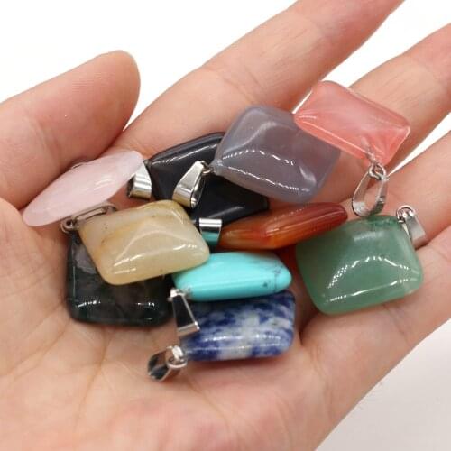 2Pcs Natural Stone Pendants Square Shape Gold Sand Opal Crystal for Charms Jewelry Making DIY Necklace Earrings Findings