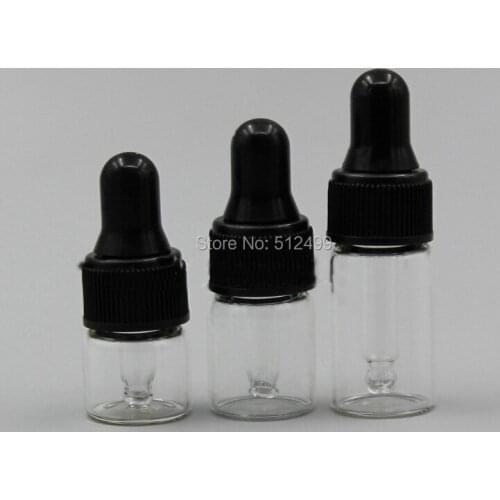 50/100/200pcs/lot 1ml 2ml 3ml Perfume Essential Oil Bottles clear Glass Dropper Bottle Jars Vials With Pipette For Cosmetic
