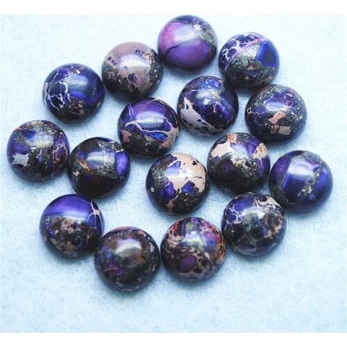 8PCS Nature Imperial Jaspers Stone Cabochons Round Shape Purple Colors Size 10MM Beads Cabs DIY Jewelry Findings