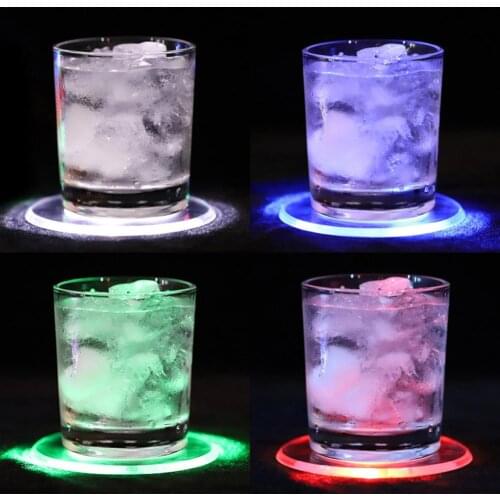 Car 7 Colors Car LED Cup Holder Light Mats Car Coasters Bottle Atmosphere Light Constellation Backlight LED Cup Holder Pads
