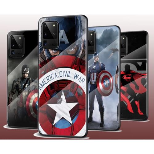 Tempered Glass Cover Marvel Capatian Hot Style For Samsung Galaxy S20 FE S10e S10 S9 S8 Ultra Plus Lite Plus 5G Phone Case