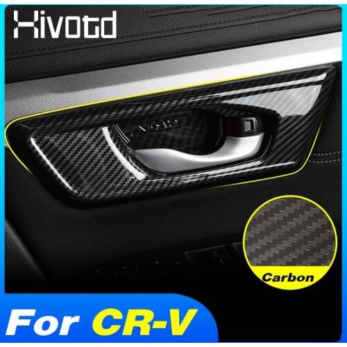 Hivotd Inner Door Bowl Handle Catch Cover Trim Stickers Interior Decoration Car Styling Accessories For Honda CRV CR-V 2017-2021