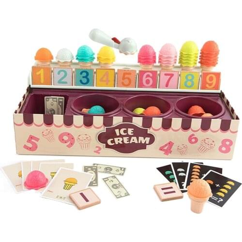 Pretend Play Ice Cream Montessori Learning Educational Math Toy for Toddlers
