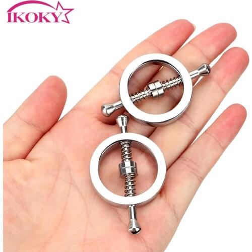 IKOKY 1 Pair Adjustable Nipple Stimulator Sex Toys for Couple Adult Games Metal Nipple Clips Sex Slave Restraints Play Clamps