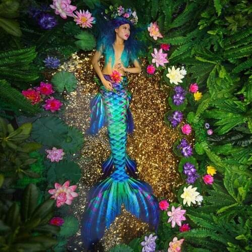 Exquisite mermaid long tail swimsuit + bra adult diving professional mermaid cosplay costume summer swimming aquarium shooting