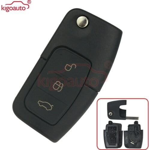 Kigoauto Flip key shell 3 button HU101 for Ford Focus 2003 2004 2006 2007 2008 2010 2012