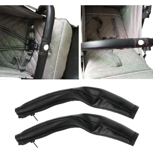 Stroller Armrest Protective Cover 2 Pcs/Set Baby Pram Stroller Handle Bar Leather Protective Grip Armrest Cover