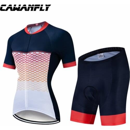 CAWANFLY Summer Womens Cycling Jersey Bib Shorts Sets Wear Racing Bike Clothing Kits Feminino Bicycle Clothes Suits Riding