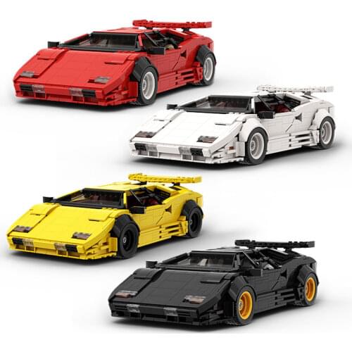 MOC High-Tech Bricks Speed Cars Series Countach LP5000 QV-Red Racing Car Building Blocks Kit Hypercar Super Vehicle DIY Toys Set