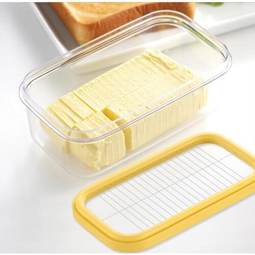 Butter Cheese Cutter Box with Lid Cutting Container Rectangle Food Storage Box Kitchen Cheese Container Keeper