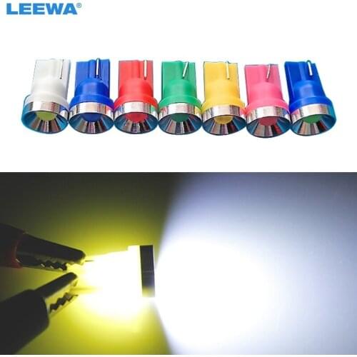 LEEWA 50pcs 2W Car T10 194 W5W Aluminum Floodlight Auto Dome LED Light Car Side Wedge Light Lamp 7 Colors #CA4594