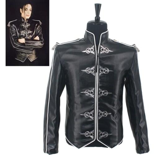 HOT Free Shipping MJ MICHAEL JACKSON MENS JACKET V8 RETRO ENGLAND BLACK LEATHER JACKET