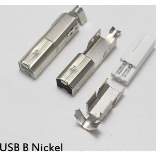 1/2/5 Sets Nickel plated USB 2.0 B Type Male THREE-PIECE DIY USB Connector Soldering Printer Tail Charging USB Jack