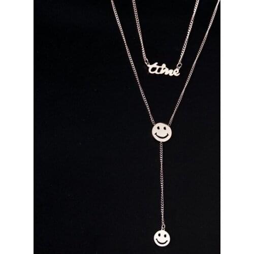 POTCET Stainless Steel Necklace Titanium Pendants Sweater Chain Choker Anniversary Engagement Jewelry