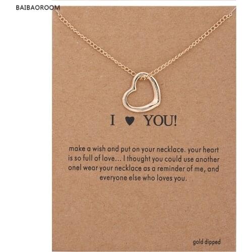 12pcs I Love You Necklaces & Pendants Fashion New Gold Silver Color Heart Lucky Collarbone Maxi Necklace Women