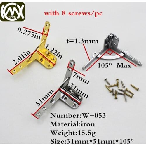 12pc 31*51mm KIMXIN Hardware sales Gift box metal hinges Hinges for kitchen cabinets And jewelry box hardware w/screws w-053
