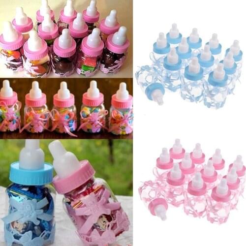 Pudcoco US Stock HOT SALE Fillable Bottle Baby Shower Favors Decor Keepsake Plastic Milk Bottle 12pcs