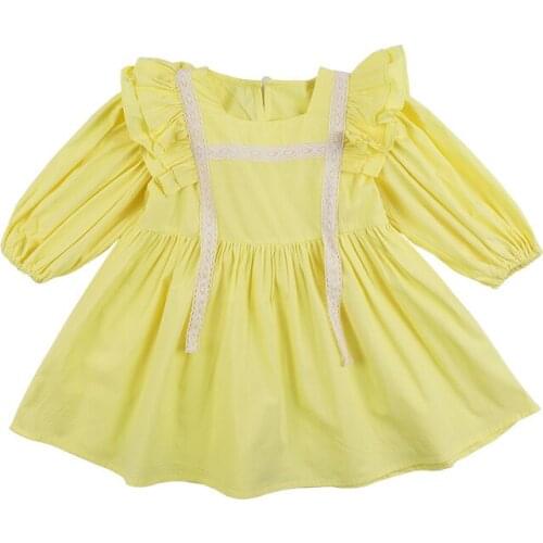 Baby Girl Dresses New 2021 Cute Fashion Autumn Spring Fall Clothes Kids Lace Yellow White