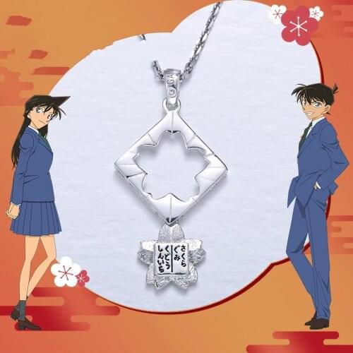 Detective Conan Pendant Sliver S925 Sterling Cross Jewelry Necklace Anime Role Shinichi Shihara Ran For Lovers Gift