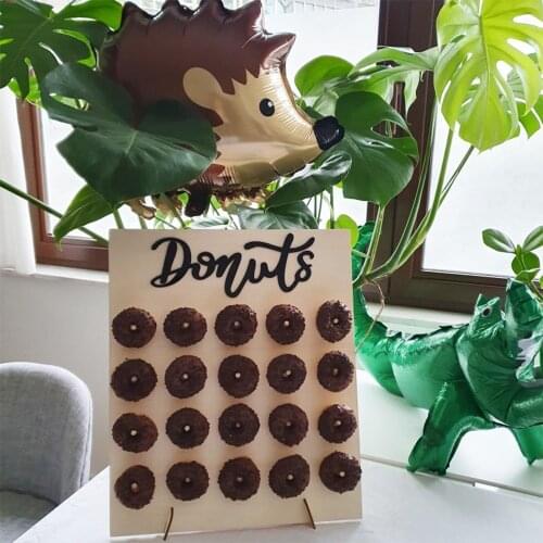QIFU Wooden Donut Wall Stand Donut Party Decoration Doughnut Holder Wedding Party Decor Birthday Party Supplies Baby Shower