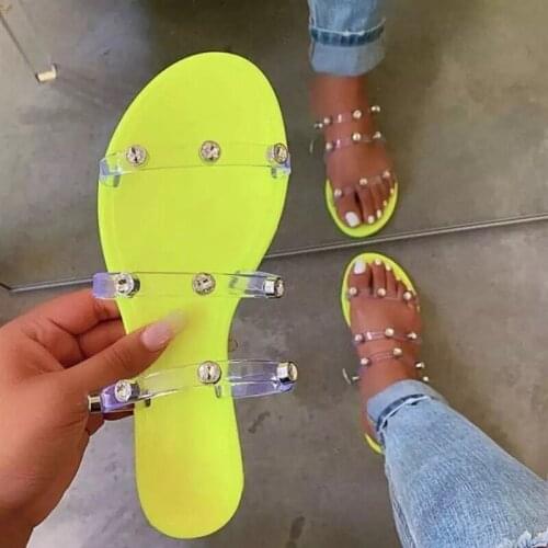 Large Casual Womens Slippers Transparent Womens Sandals Comfortable Flat Womens Beach Shoes Female Footwear Zapatillas Mujer
