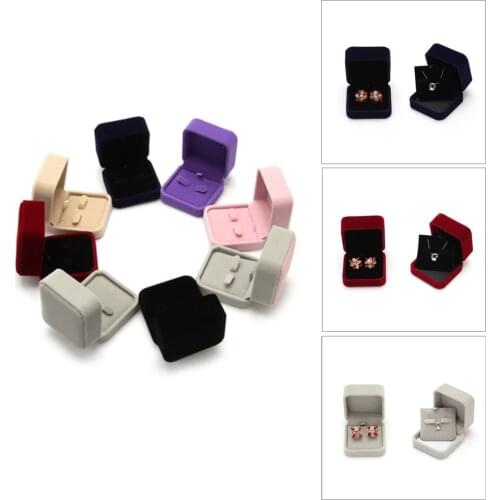 1pc Lovely Velvet Jewelry Box Container Wedding Ring Box For Earrings Display Storage Organizer Square Case Valentines Day Gift