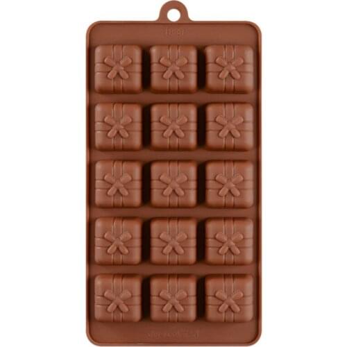 15-Cavity Silicone Chocolate Mold Square Gift Box Shaped Fondant Molds Candy Bar Cake Decorating Tools Baking Accessories