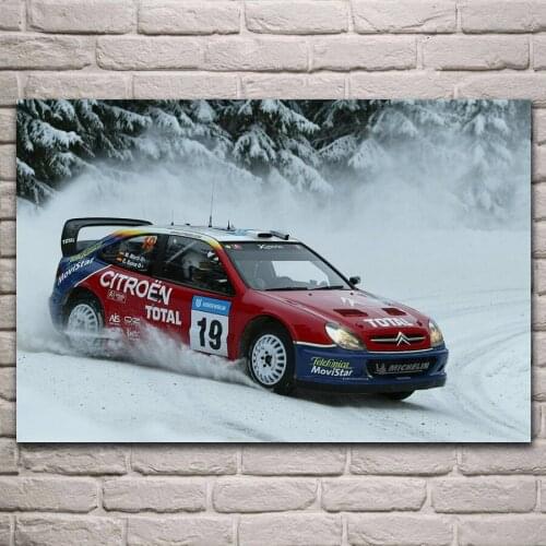 Snow rally racing car vehicle fabric poster living room home wall decorative canvas silk art print KJ531