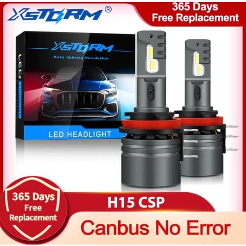 XSTORM 2Pcs H15 LED Bulb Canbus CSP Car Headlight High Beam Day Driving Running Light 12V 6000K White Auto Lamp for VW Audi BMW