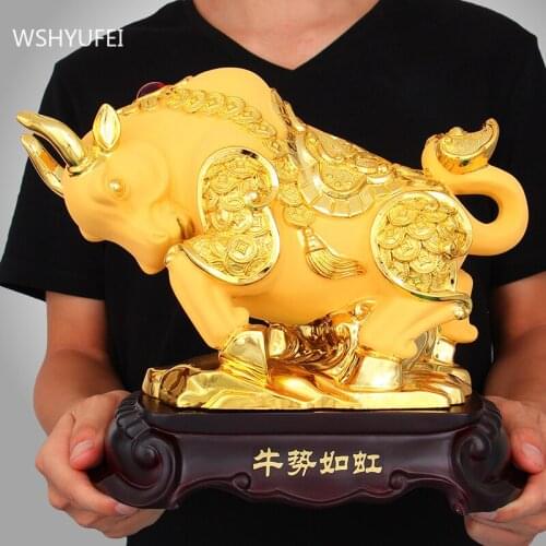 Traditional Resin Cattle Model Desktop Ornaments Living Room Wine Cabinet Lucky Fortune Decorations Home Decor Accessories