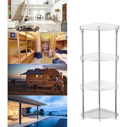 Triangle Corner Storage Organizing Caddy Stand for Bathroom Vanity Countertops Free Standing 2 Shelves Clear 2/3/4-Tier