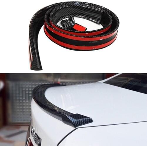 1.5M Universal Car Carbon Fiber Tail Spoilers Decorative Strip Refit Spoiler PVC Punch-free Black/Gloss Black Car Styling