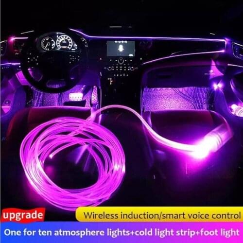 Universal 10 in 1 RGB LED 8M Car Interior Ambient Decor Fiber Optical Strip Light by App Control car Decorative Atmosphere Lamps
