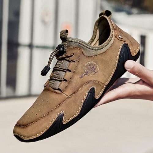 Vanmie Men Leather Casual Shoes Genuine Leather Men Shoes Casual Soft Lace-up Male Leather Shoes Big Size 38-48