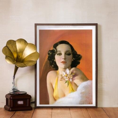 Canvas Painting Decor Vintage 1940s Lotus Lolita Poster Retro Pin Up Girl Picture Prints Femme Fatale Glamour Fashion Portrait