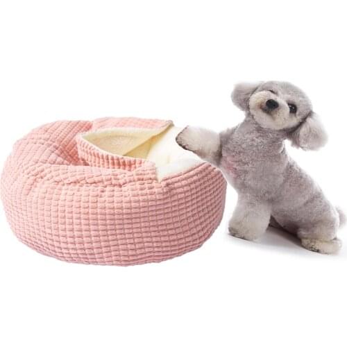 High Quality Soft Pet Dog Cat Warm Round Cave Bed House Deep Sleep Winter Round Sleeping Kennel Cushion for Small Medium Dogs