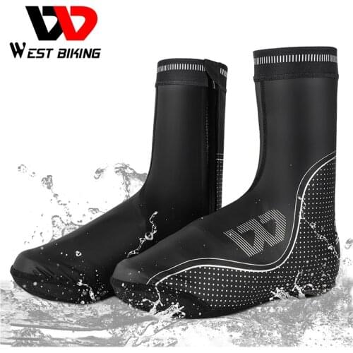 WEST BIKING Waterproof Cycling Shoes Cover MTB Road Bike Lock Shoes Protector Reflective Windproof Men Women Cycling Overshoes